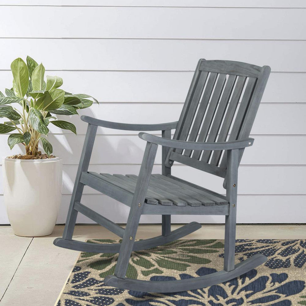 Penny Classic Slat Back Acacia Wood Patio Outdoor Rocking Chair