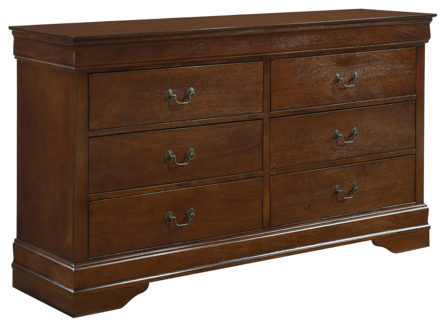 Benzara BM181934 6 Drawer Wooden Dresser, Contemporary Style, Brown