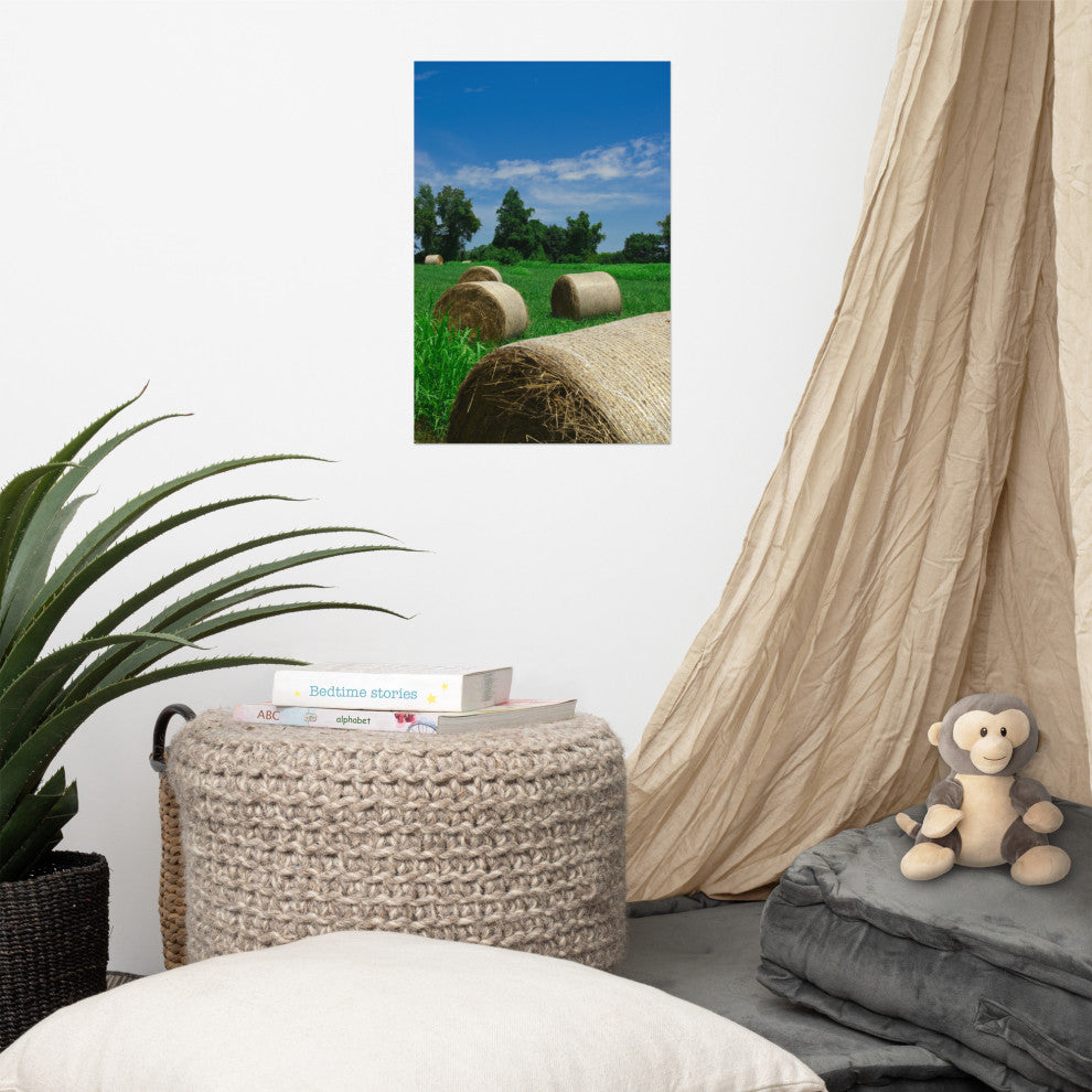 Hay Whatcha Doin in the Field Rural Unframed Wall Art Print, 12" X 18"