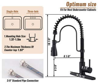 Kitchen Faucet Sink Mixer Faucet Pull Down Sprayer Single Handle 1.8 GPM, Matte Black