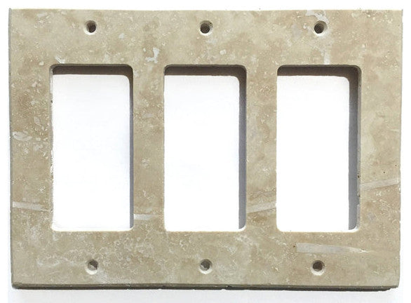 Travertine Switch Wall Plates Covers - Honed (Matte), Ivory, 3 Rocker