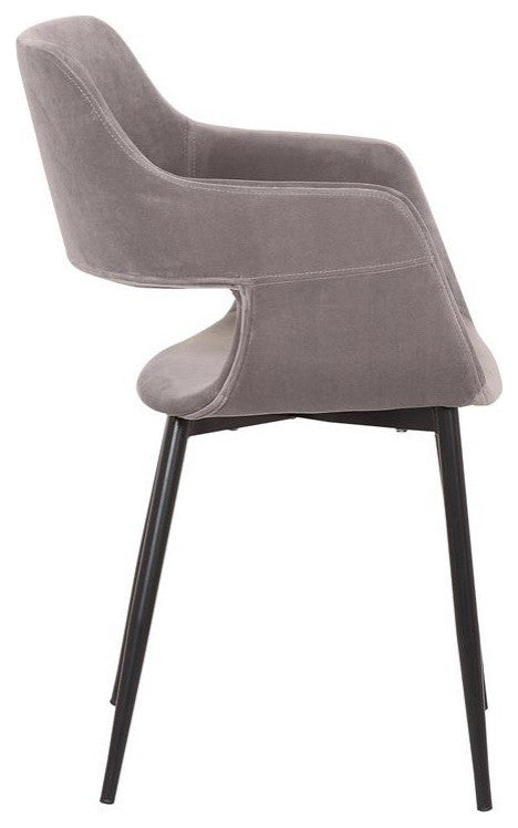Ariana Mid-Century Open Back Dining Accent Chair, Gray
