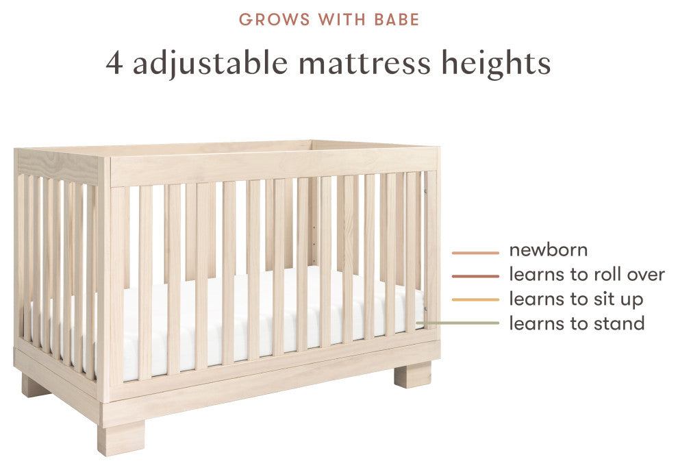Modo 3-in-1 Convertible Crib With Toddler Bed Conversion Kit, Washed Natural