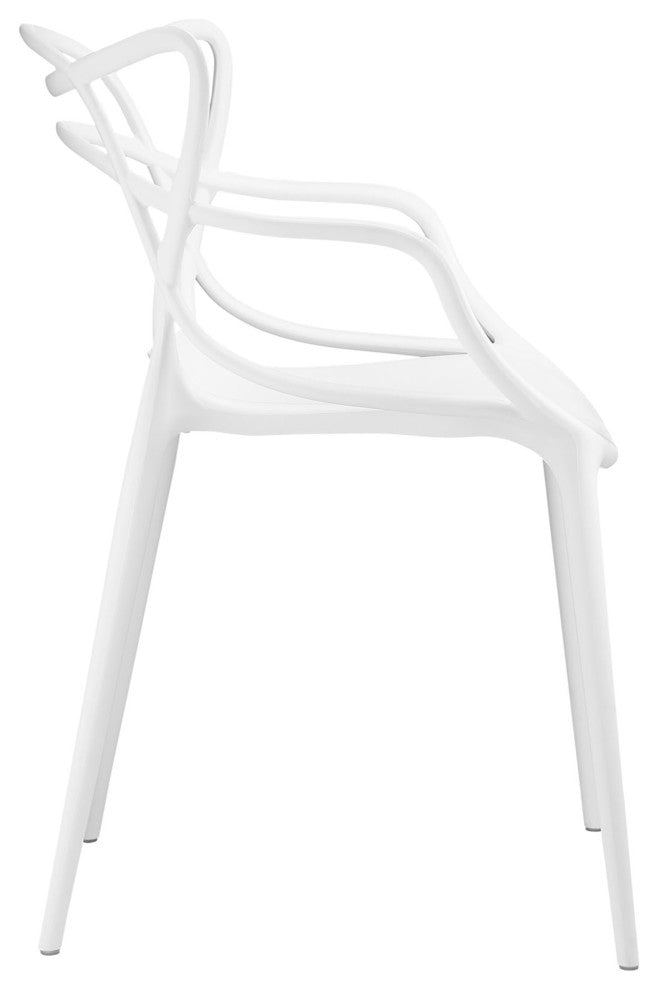 Modern Contemporary Dining Armchair, White Plastic