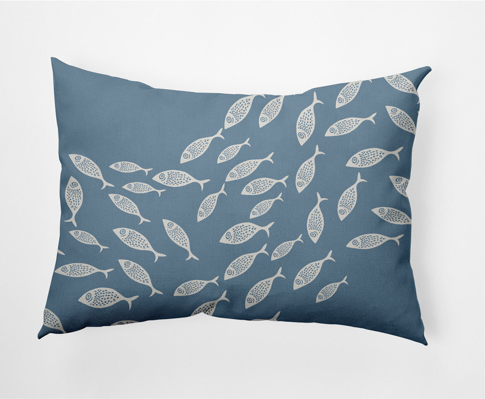14x20" Escuela Nautical Decorative Indoor Pillow, Dusty Smoke