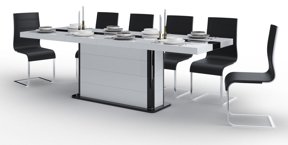 MAROSSA Dining Set, White/Black-White/Black
