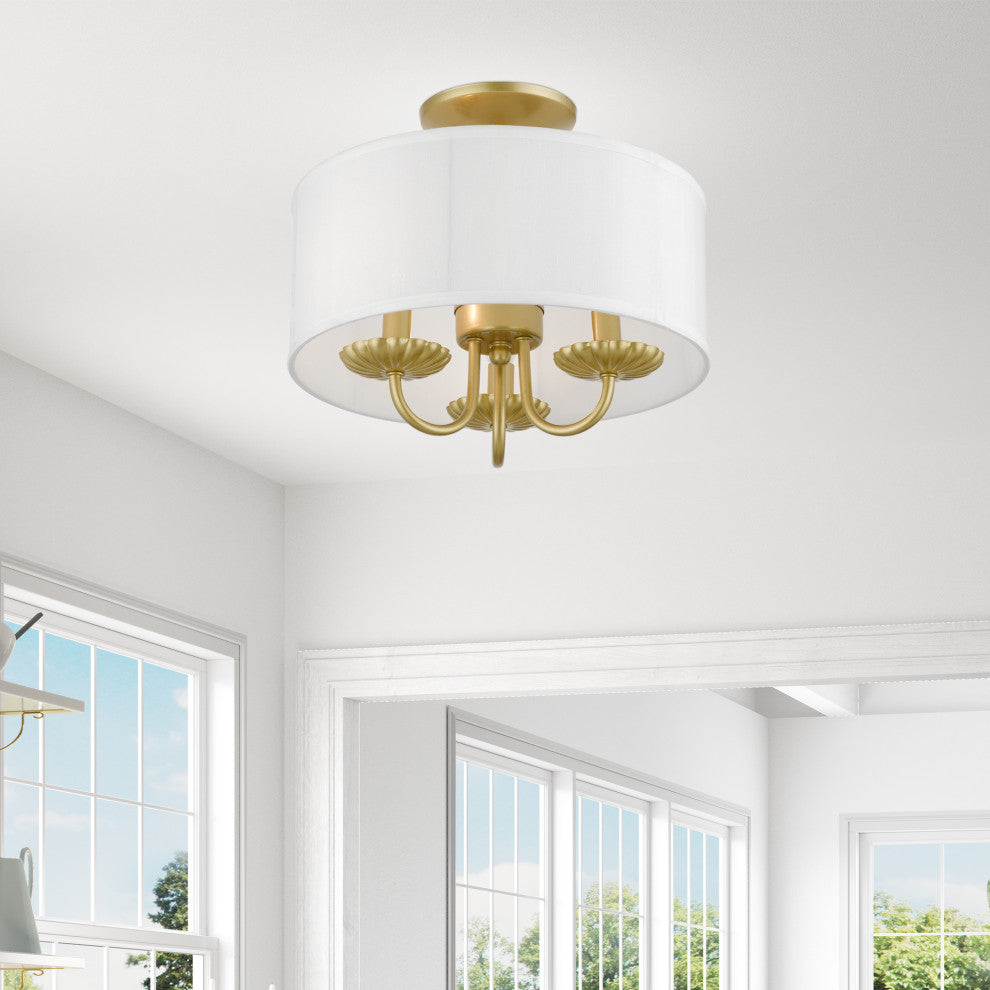 Livex Lighting 3 Light Soft Gold Semi-Flush Mount