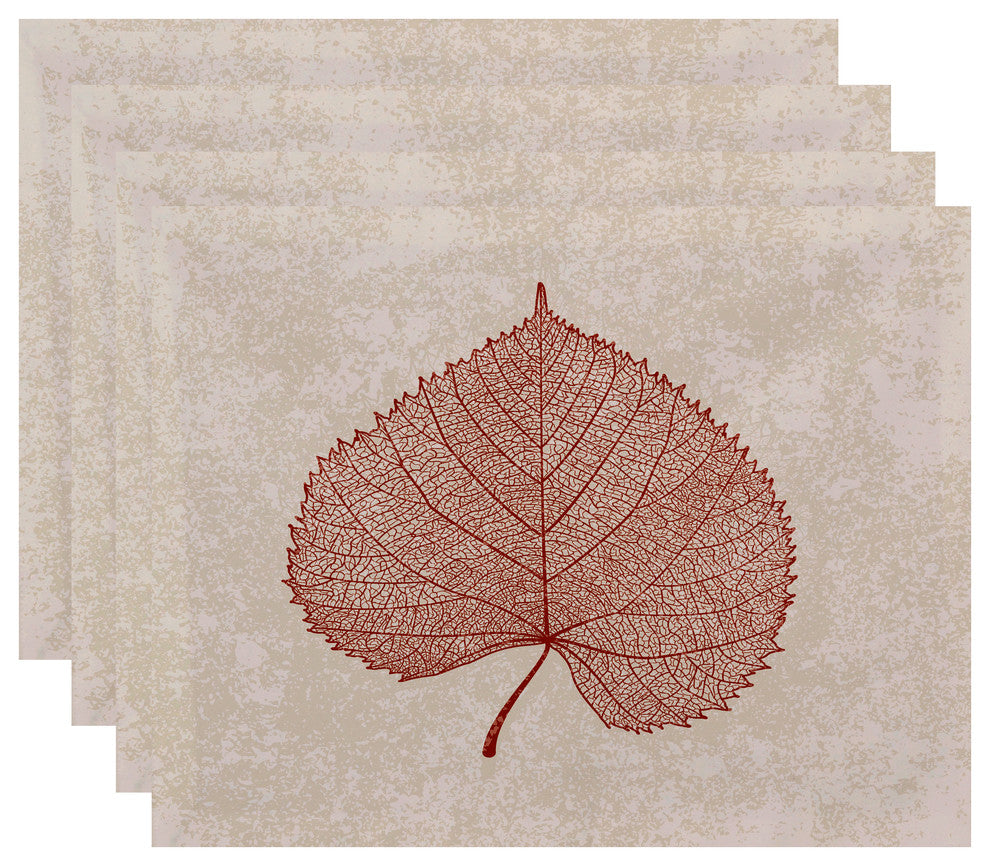 Leaf Study Floral Print Placemat, Set of 4, Rust