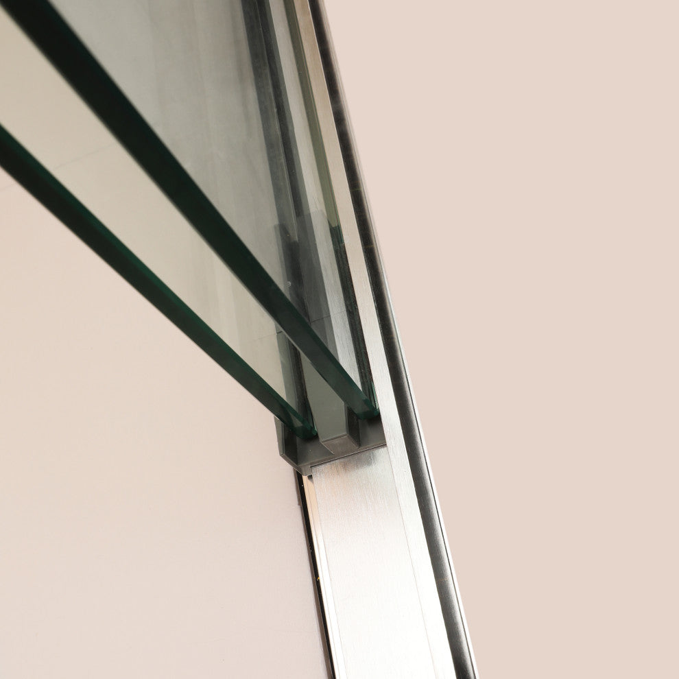 48" W x 76" H Semi-Frameless Double Sliding Shower Door, Brushed Nickel