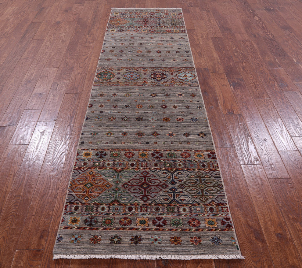 2' 9" X 9' 7" Runner Khorjin Super Kazak Hand-Knotted Rug - Q13844