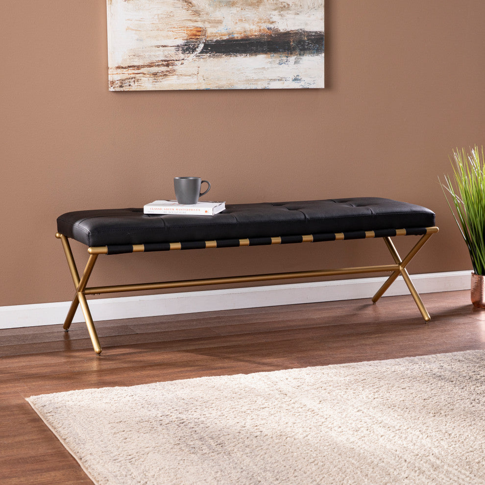 Thea Faux Leather Bench