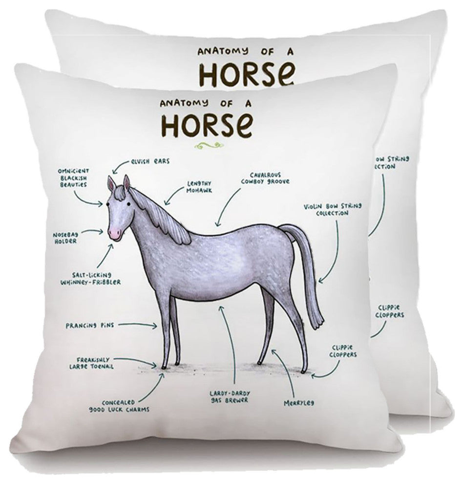 Farmhouse Animals Throw Pillow, Set of 2, Horse