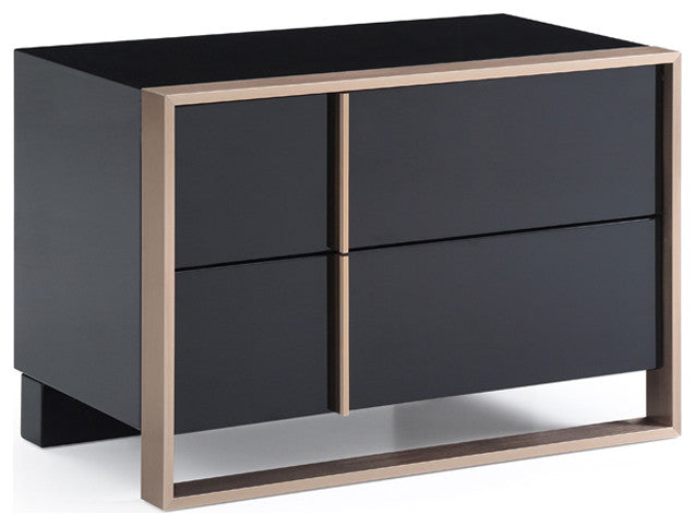 HomeRoots Modern Brushed Black and Bronze Nightstand