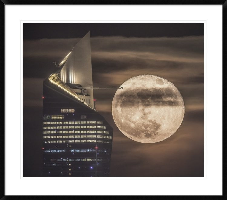 "Handling The Supermoon" Framed Digital Print by Faisal Alnomas, 38x33"
