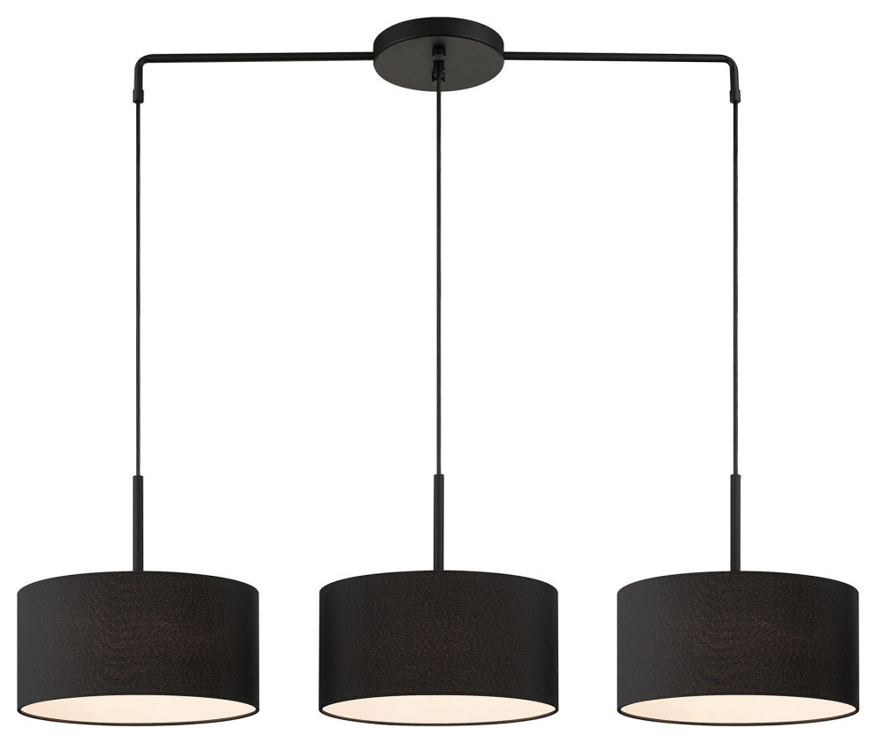 Bainbridge 3-Light Black Large Linear Chandelier