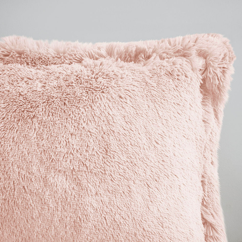 Intelligent Design Malea Shaggy Fur Duvet Cover Set, Blush