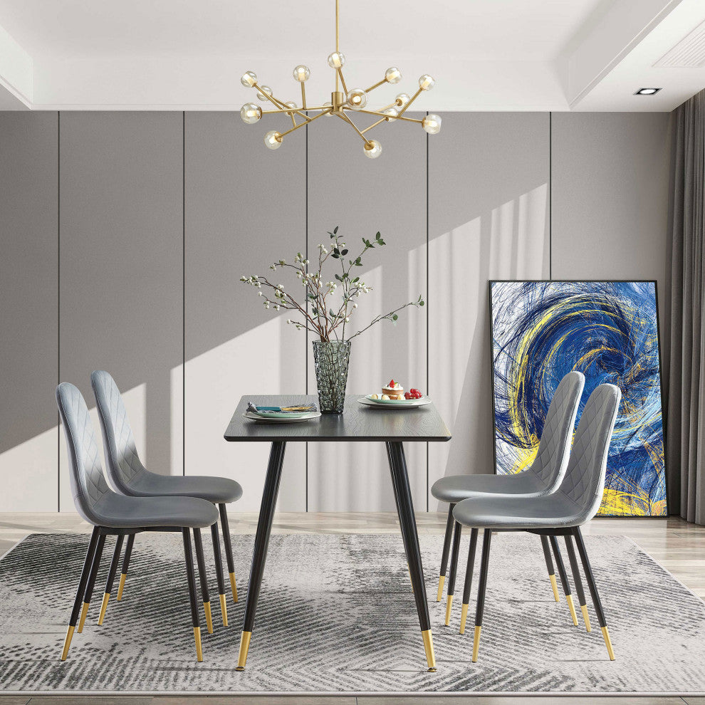 Gewnee Black Modern Kitchen Dining MDF Table For Smart Home