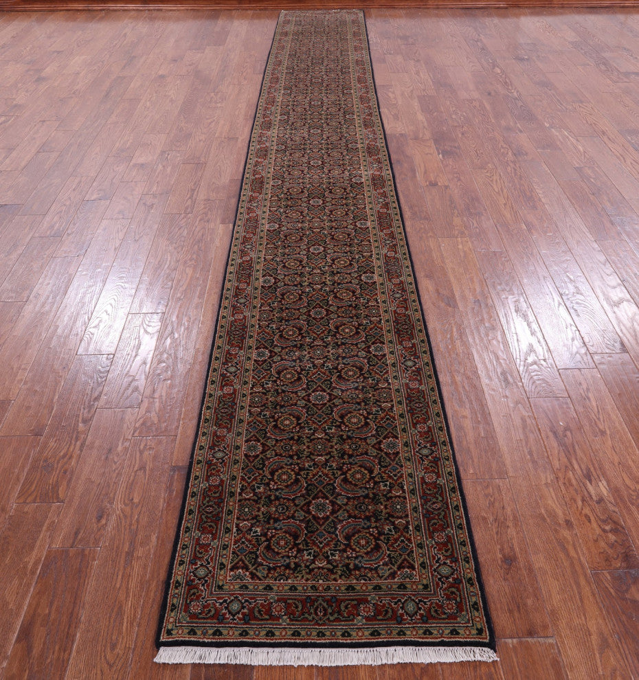 2' 4" X 17' 5" Runner Persian Hill Herati Hand-Knotted Wool Rug - Q13169