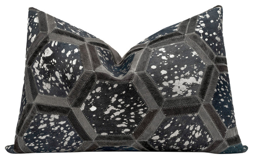 Canvello Cowhide Leather Throw Pillow Cover With Insert, 16"x24"