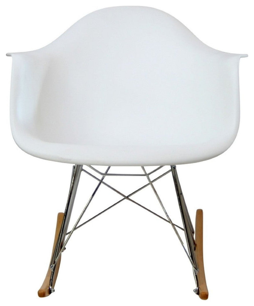Molded Modern Rocking Armchair Lounge Cradle Arm Chair White