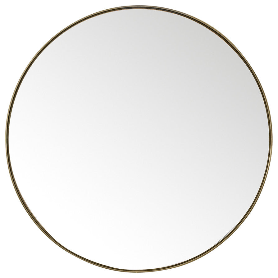 Rohe 30" Round Mirror, Champagne Brass