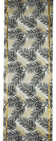 Decorative Table Runner Black Cotton 16"x120", Leaf, Gold Glitter Tassels- Panra