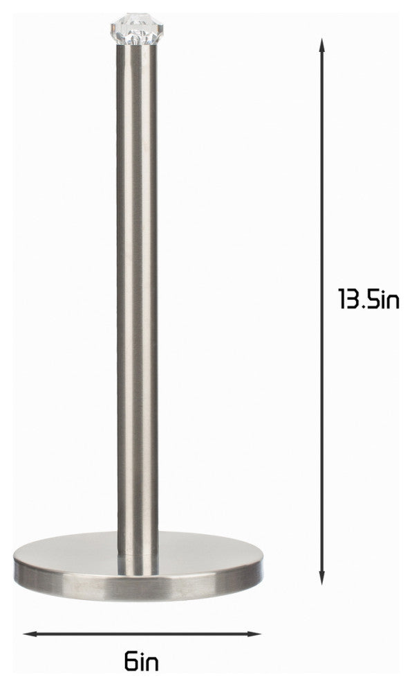 Jiallo Freestanding Paper Towel Holder with Faux Crystal Top, Satin Nickel