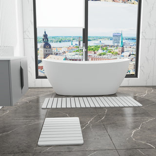 Diatomite Quick-Dry Stone Bath Mat Set, Natural White, X-Large/Medium Mats