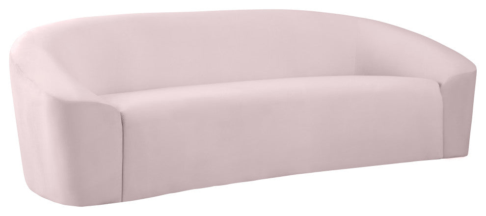 Riley Velvet Upholstered Rounded Sofa, Pink
