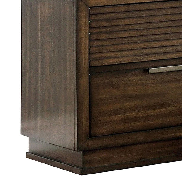 Benzara BM203203 Rustic Style Wooden Nightstand with Finger Pull Handle, Brown