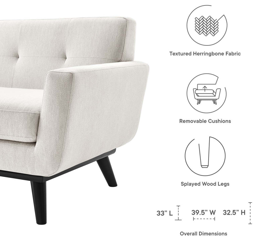 Engage Herringbone Fabric Armchair, Ivory