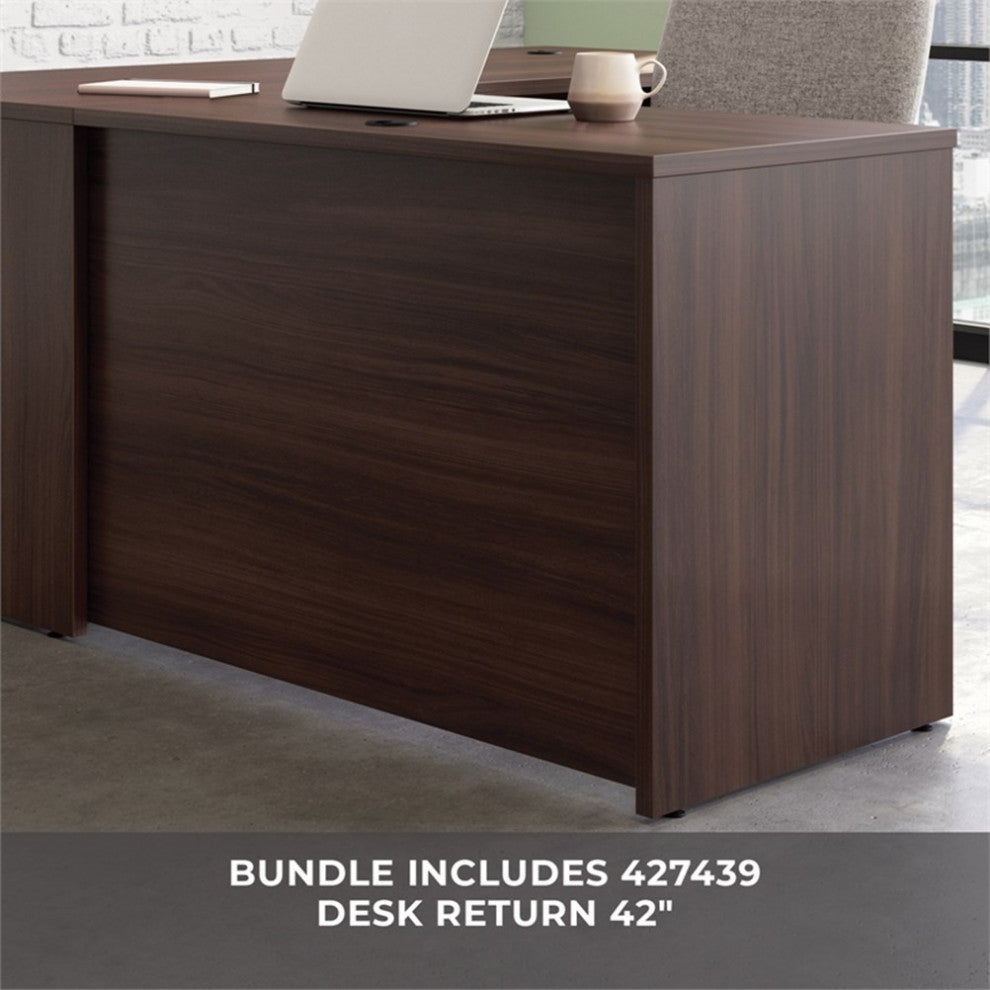 Sauder Affirm Engineered Wood 72"x24" Desk with Return Bundle in Noble Elm/Brown