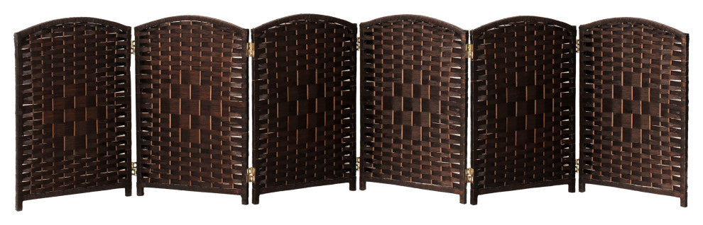 2 ft. Short Diamond Weave Fiber Room Divider Dark Mocha 6 Panel