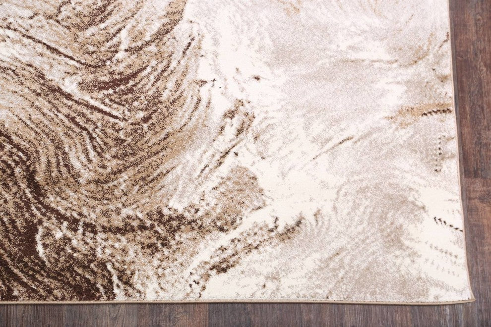 Transitional Faded Oriental Stripes Area Rug, Beige, 9x12''