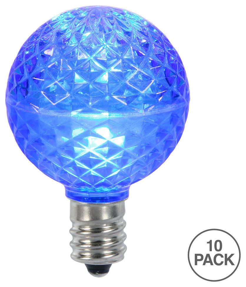G50 Faceted Led Blue Bulb E17 .45W 10/Bx