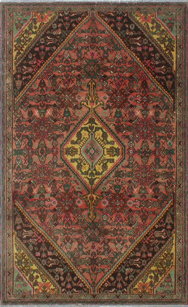 Fine Vintage Distressed Bayan Rust Rug