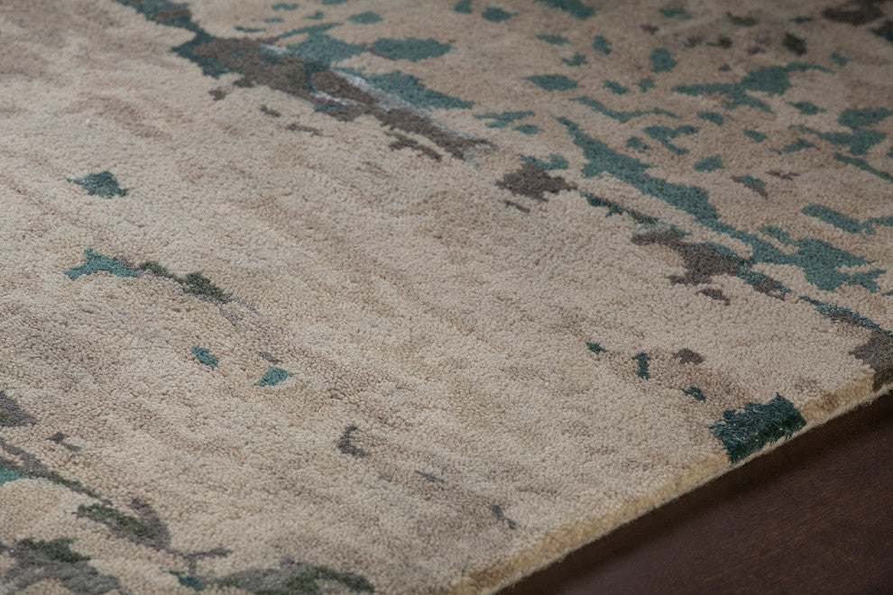 Rupec Hand-Tufted Contemporary Rug, Beige/Brown/Gray/Blue, 9'x13'