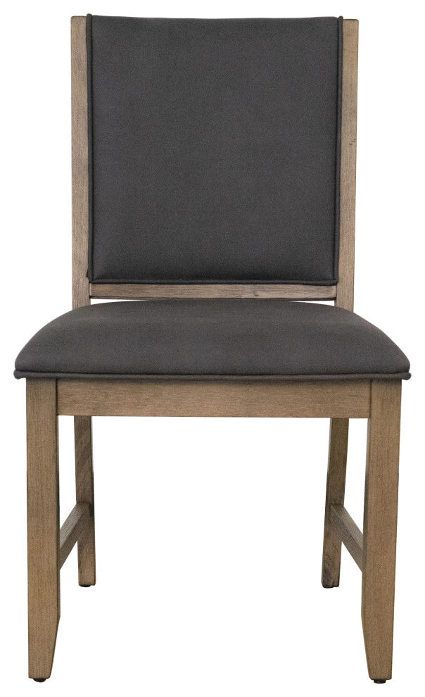 Upholstered Dining Chairs, Set of 2, Brown Acacia Wood
