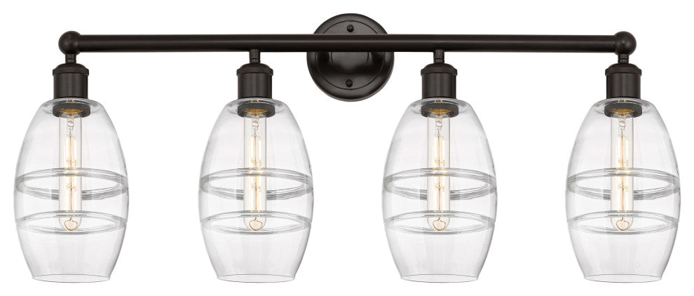 Edison-Vaz 4-Light 33" Bath Vanity Light, Oil Rubbed Bronze, Clear