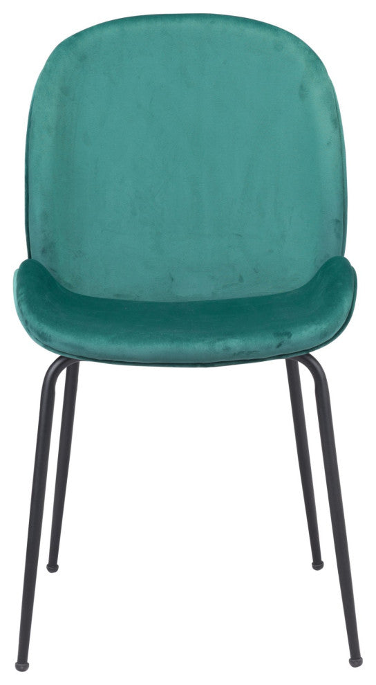 Dining Chair, Set of 2, Steel Metal, Fabric, Green, Black, Kitchen Cafe Bistro