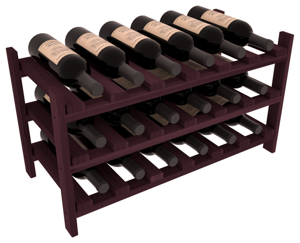18-Bottle Stackable Wine Rack, Premium Redwood, Burgundy Stain