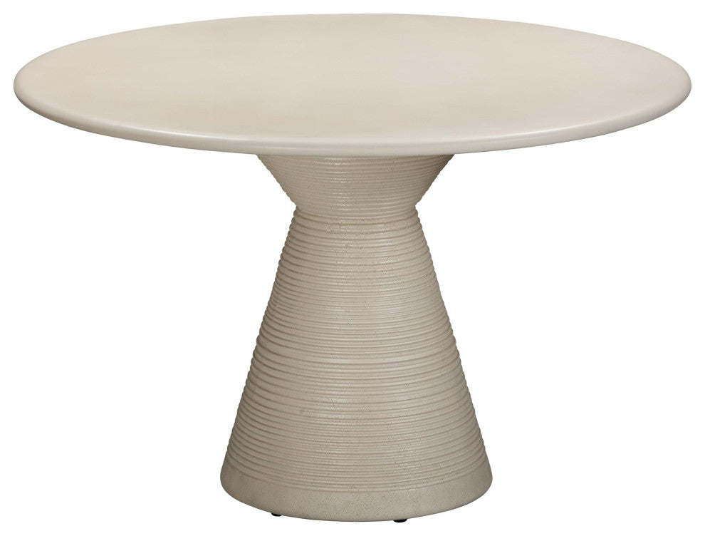 Fern Beige Textured Faux Plaster Concrete Indoor/Outdoor Round Dining Table