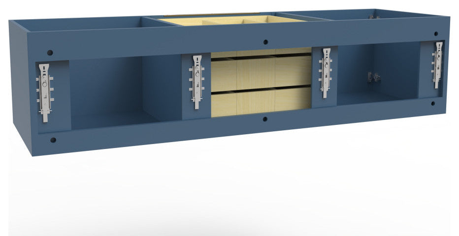 CastelloUSA Alpine 60" Wall Mounted Vanity, Base Only, Blue, Gold Handles