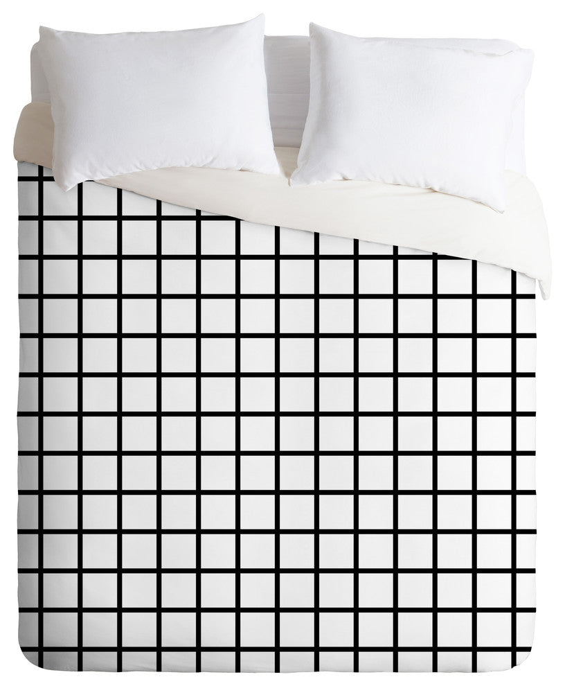 Little Arrow Design Co Monochrome Grid Duvet Cover Set, King