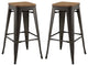 Bar Stool Chair Barstool, Set of 2, Wood, Metal, Brown, Modern, Bar Pub Bistro