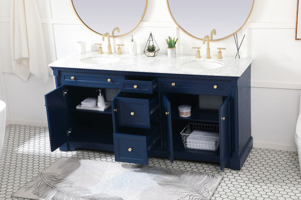 Home Living 21.5" Transitional Black-Light Bathroom Vanity, Blue, 72