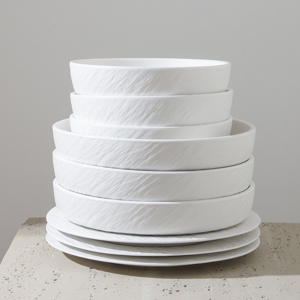Stone Lain Senso New Bone China 24 Piece Dinnerware Set, White