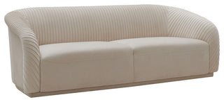 TOV Furniture Yara Pleated Beige Velvet Sofa