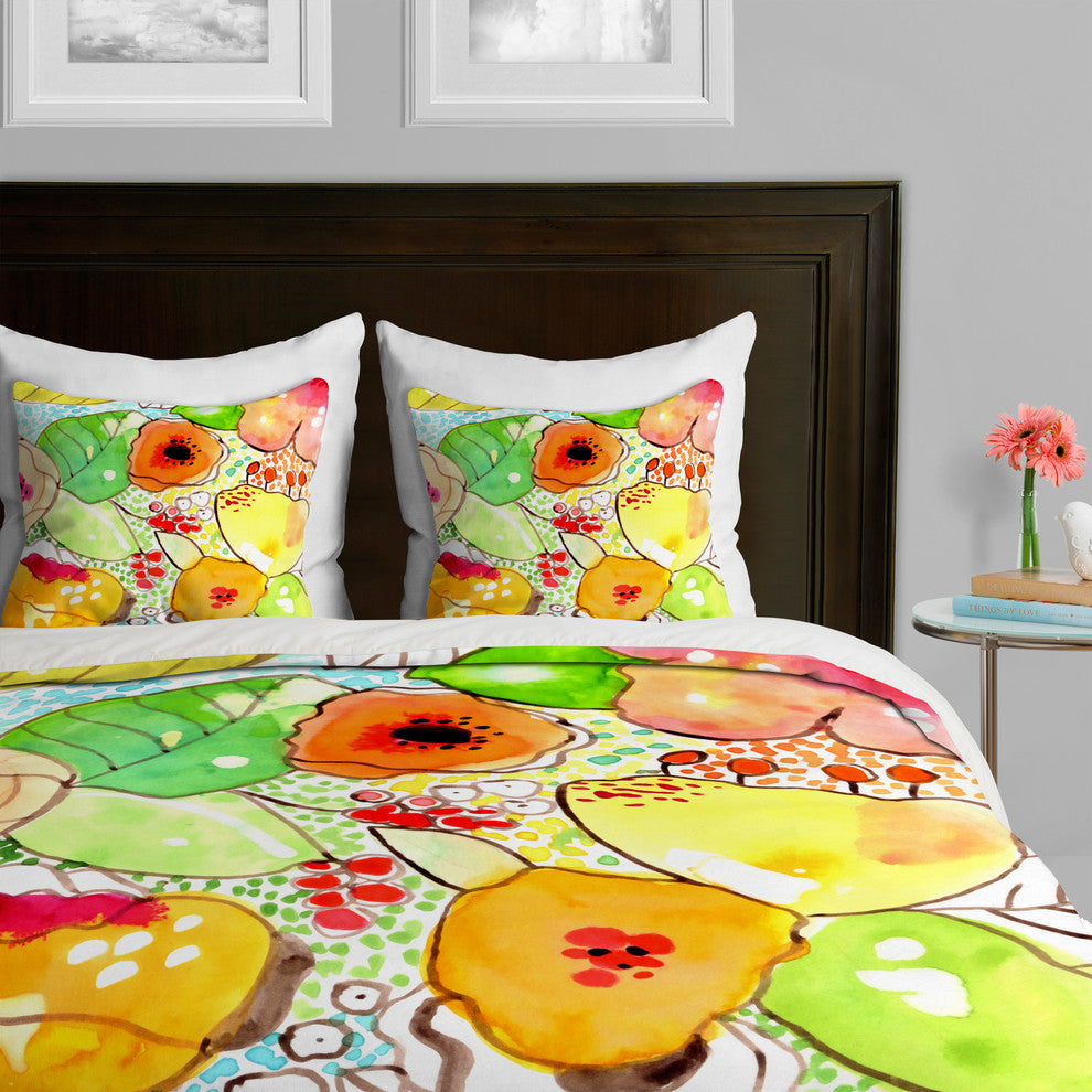 Deny Designs Cayenablanca Organic Flowers Duvet Cover-Lightweight