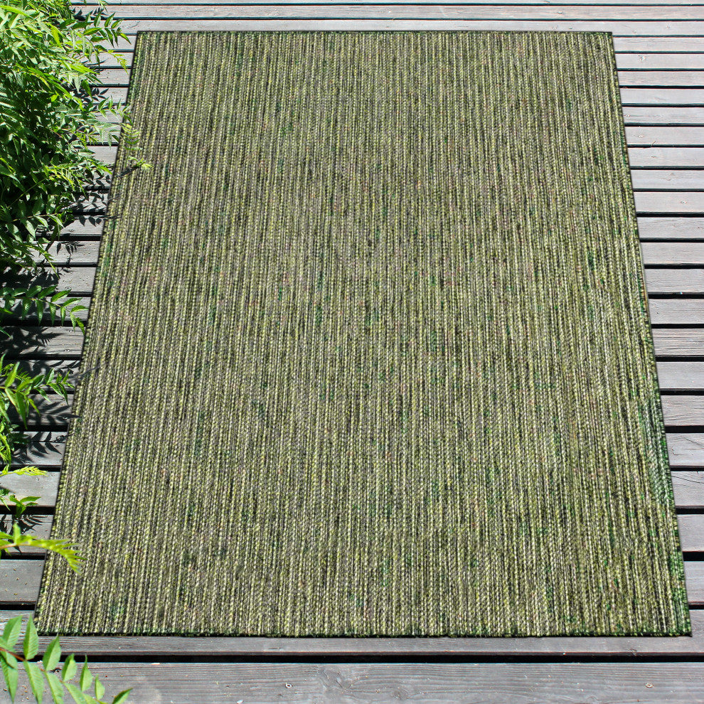 Carmel Texture Stripe Indoor/Outdoor Rug, Green, 7'10"x9'10"